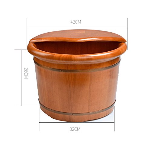 Bañera de pies con cubierta, atención sanitaria gruesa de madera maciza, bañera de pies de roble con masaje para pies miniatura 6