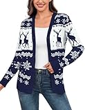 Imprimé de Noël: Ce cardigan tricoté à imprimé de Noël femme intègre des motifs classiques de Noël comme des rennes et des flocons de neige, avec des couleurs vives et résistantes au décoloration. Les imprimés sont nets et solides, ne devenant pas flous même après de multiples lavages