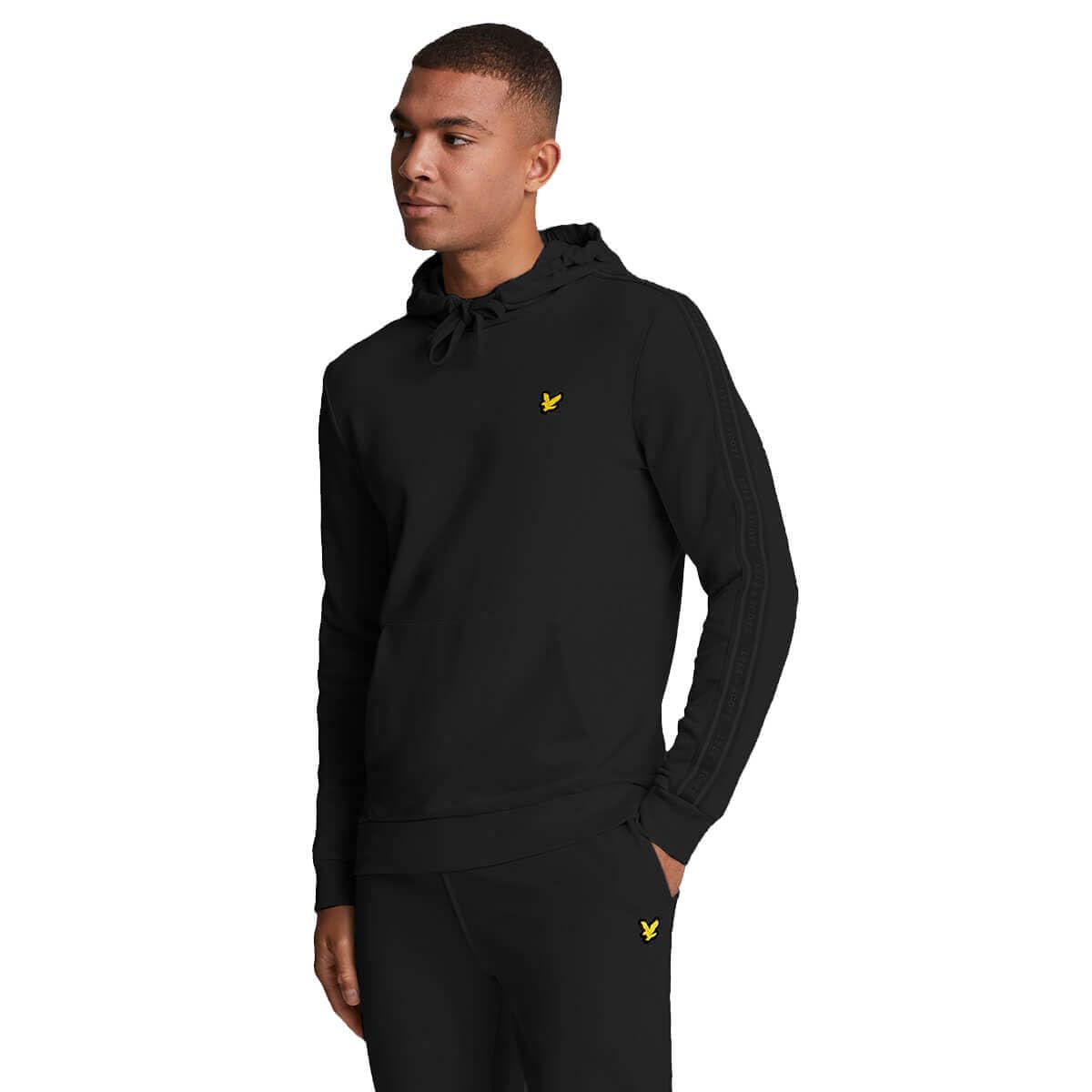 Lyle & Scott Mens Tape Pullover Hoody - Jet Black - L