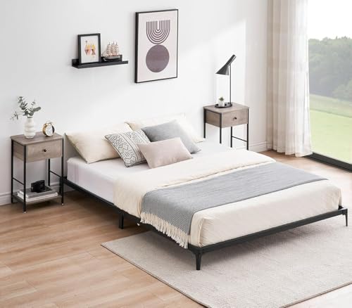 ChicHabitat 6 Inch Full Size Bed Frame, Low Profile Metal Platform Bedframe with Heavy Duty Steel Slat, No Box Spring Needed, Easy Assembly, Noise Free, Black