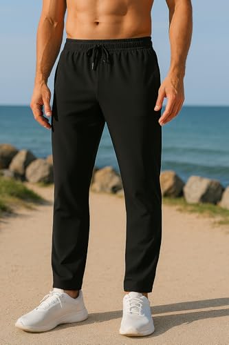 Mens Relaxed Sweatpants Lightweight Casual Black