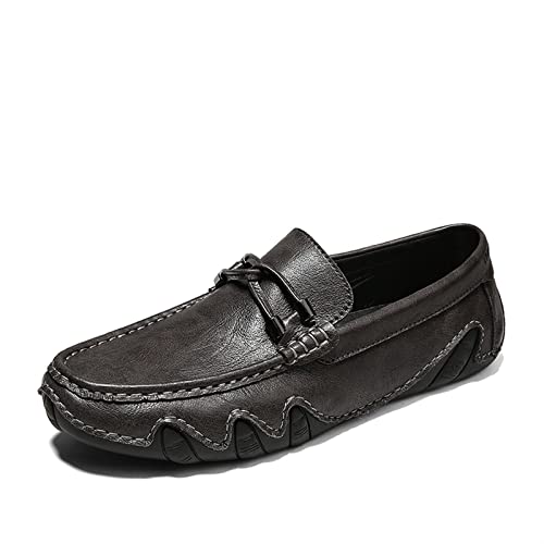 Mens Loafers Flat Heel Slip On Driving Loafers Leather Lightweight Resistant Flexible Fashion Wedding Slip On