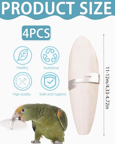 KEMUZ Sepiaschalen für Vögel und Schildkröten, 3 Stück Natürliche Tintenfisch Knochen mit Metallhalter, 11-13cm Kalziumquelle für Wellensittiche, Papageien, Reptilien und Schnecken, Vogelzubehör