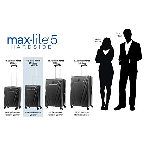 Travelpro Maxlite 5 Hardside Lightweight Expandable Luggage, Black, Carry-On 21-Inch