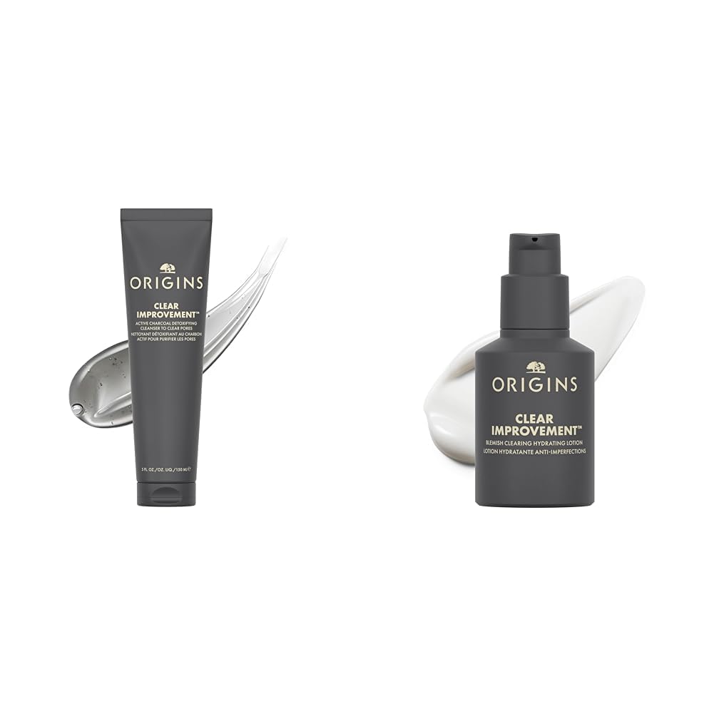 Origins Clear Improvement Set: Detoxifying Cleanser to Clear Pores (150ml) + Blemish Clearing Lotion (50ml) | Reduziert Poren sichtbar + Klärt und hilft, Hautunreinheiten und Pickel vorzubeugen