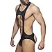 Starsouce Mens Jockstrap Bodysuit One-pieces Thong G-string Leotard Harness Wrestling Singlet (Black, L)