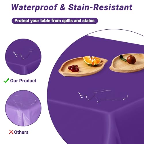 Image of QZYL 4 PCS Plastic Table Cloth, 54 inch x 108 inch Purple Picnic Table Cover, for 6 to 8 Foot Tables, Rectangle Tablecloth for Birthday, BBQ, Wedding and Party Decorations, Indoor Outdoor Home Essentials