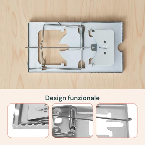 Avilia Set 2 Trappole Per Topi In Metallo - Perfette Per Interno O Esterno Casa - Ecologiche E Riutilizzabili - Resistono A Condizioni Atmosferiche Difficili - Facili Da Usare E Da Pulire - 5