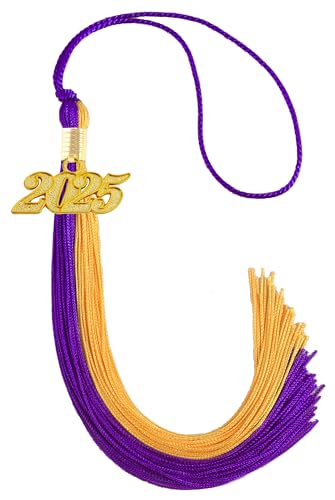 Image of Graduation Tassel 2025, Purple and Gold Tassel for Graduation Cap 2025