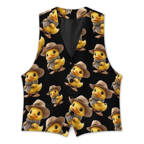 Cute Yellow Duck Small Mens Suit Vests V-Neck Casual Vest Dress Formal Tuxedo Wedding Waistcoat4