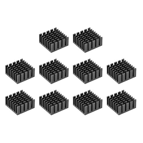 sourcing map Electronic Radiators Heatsink for MOS GPU IC Chip Black 20 x 20 x 10 mm 10pcs