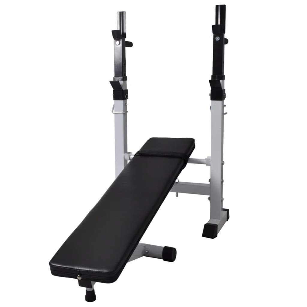 Festnight- Hantelbank mit Ablage, Langhantel und Kurzhantel-Set 60,5 kg | Stahl Fitnessbank | Trainingsbank Max. Belastung 100 kg