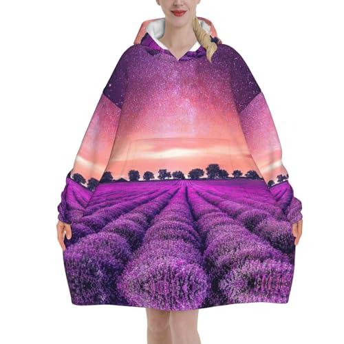 Couverture à capuche portable flanelle douce chaude adulte motif lavande