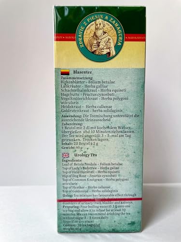 Cyprian Urological Tea | Urinary Tract Problems - Kidneys & Bladder. Pure Natural Herbal Tea Grown in Europe. (20 Tea Bags 40g)