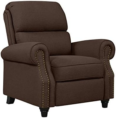Domesis Cortez - Linen Push Back Recliner Chair, Brown