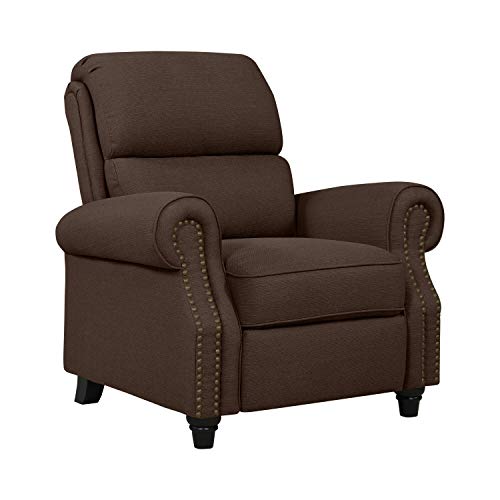 Domesis Cortez - Linen Push Back Recliner Chair, Brown #TOP2