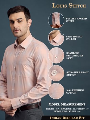 Image of LOUIS STITCH Men's Checkered Regular Fit Shirt (LS-ST-BS326-S1-PKCF-38-900 BS326 Orange