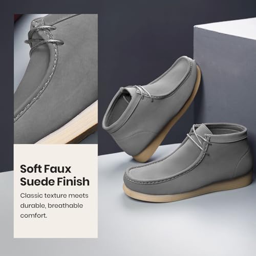 Image of Amali Casual Chukka Boots for Men, High-Top, Lace Up Suede Men's Shoes, Desert Boots with Crepe Rubber Sole