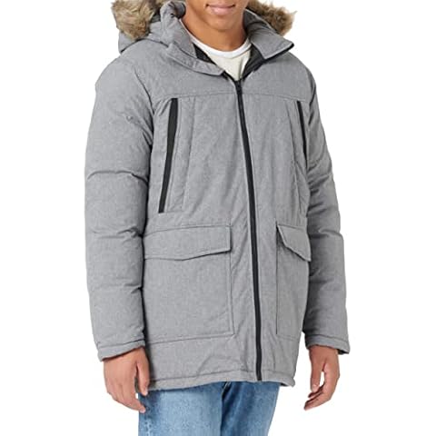 JACK & JONES Men's Padded Winter Jacket with Faux Fur Hood Cover