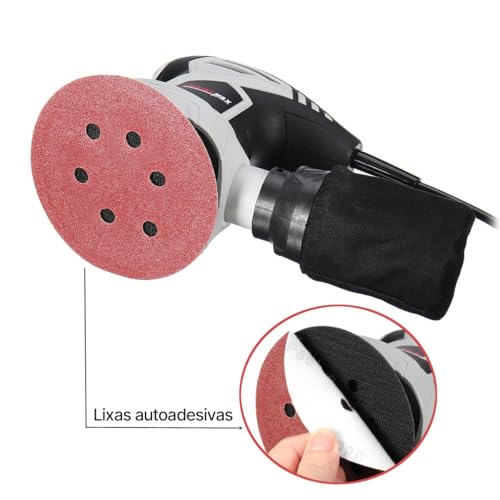 Suporte de Boina de 150mm com Velcro e Rosca M14 + Adaptador para Furadeira + 30 Discos de Lixa com