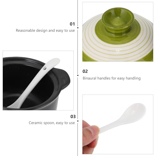 Tarro de condimentos verde con cuchara Gatuida: cerámica hermética para preservar aromas 4