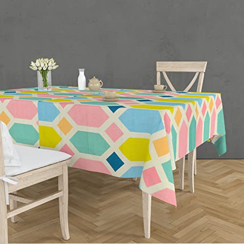 Image of Amazon Brand - Umi Super Soft Brushed Microfiber Cotton Dining Table Cloth, Printed Rectangular 6 Seater Table Cover 60X90(Inches)