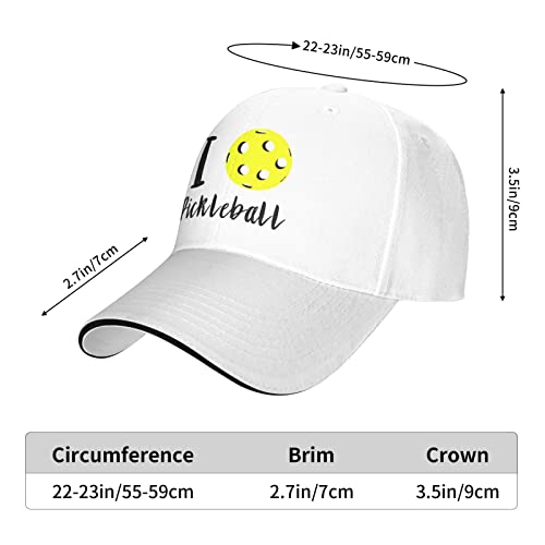 Unisex I Love Pickleball Ball Baseball Hat, Baseball Cap Adjustable Hunting Cap For Men Women White #TOP3