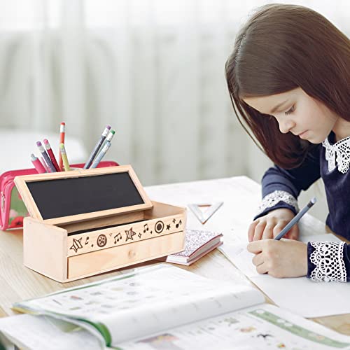 Pot à crayons pratique en bois Lurrose avec ardoise noire - 3