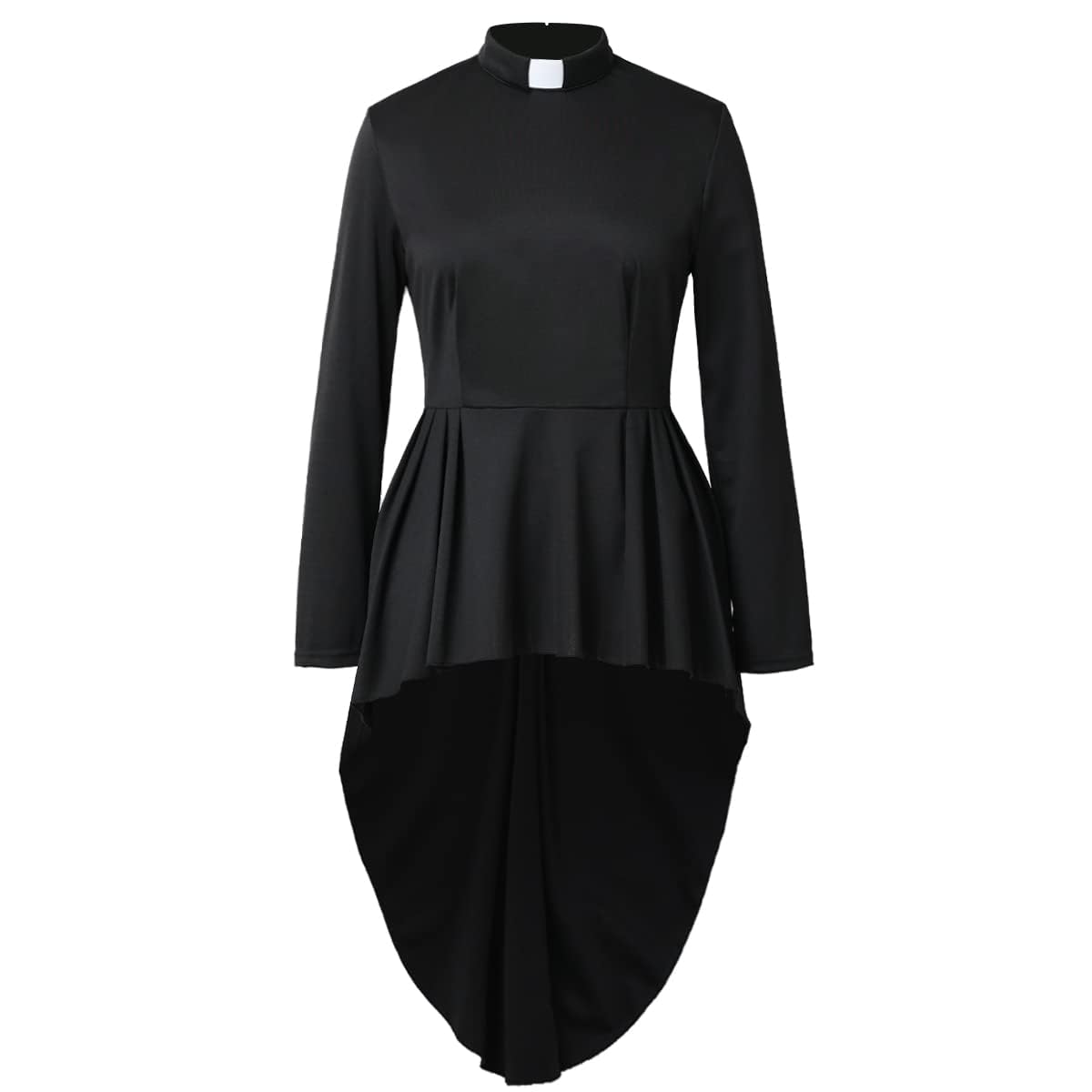 Women's Elegant Clergy Shirt Long Sleeve Asymmetrical Ministers Blouse Casual Tops