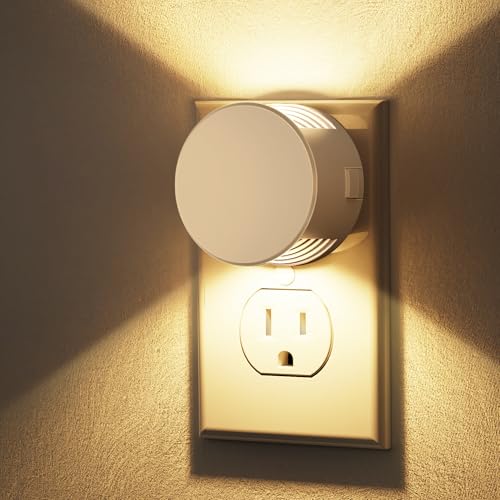 Image of Briignite Night Lights Plug into Wall White Night Light Dusk to Dawn Sensor | [2 Pack] Brightness Adjustable 3000K Soft White Nightlight, Plug in Night Light for Bedroom, Hallway, Stairs, Kitchen