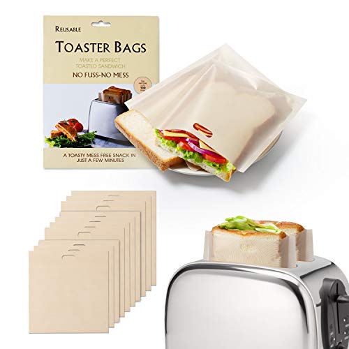 Bolsas para Tostada,Comius Sharp 10 piezas Bolsas de Tostadas,Antiadherente Bolsas Reutilizable de Bocadillo Sándwich Pan Alimentos en Horno Microondas Tostadora Parrilla, Resistente al calor.