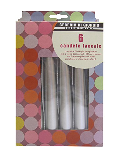 Cereria di Giorgio Risthò Lot de 6 bougies coniques laquées, cire, argentée, 2,2 x 2,2 x 21 cm Cover