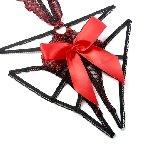Image of Donnalla Women's Deep V Lace Teddy One Piece Lingerie Cutout Strappy Lingerie