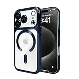 Eisuiyi iPhone 17 Pro 用 クリアソフトケース magesafe対応 メッキ加工 TPU 薄型 カメラレンズ保護 耐衝撃 アイフォン 17プロ 用 透明ケース 6.3インチ 濃いブルー