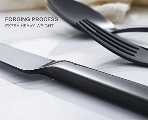 image for OMGard Black Dinner Knife Set, 6 Piece Premium High Carbon Stainless S