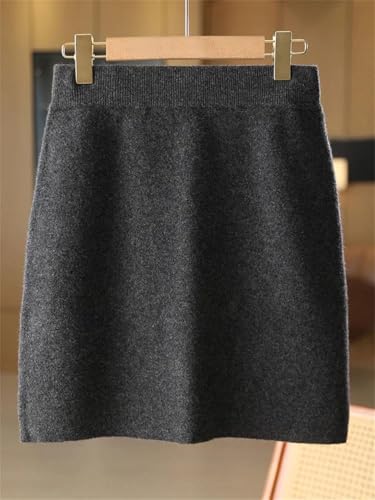 Women Mini Slim Fit Skirt Merino Wool Above Knee Elastic Waist Office Lady Skirt4