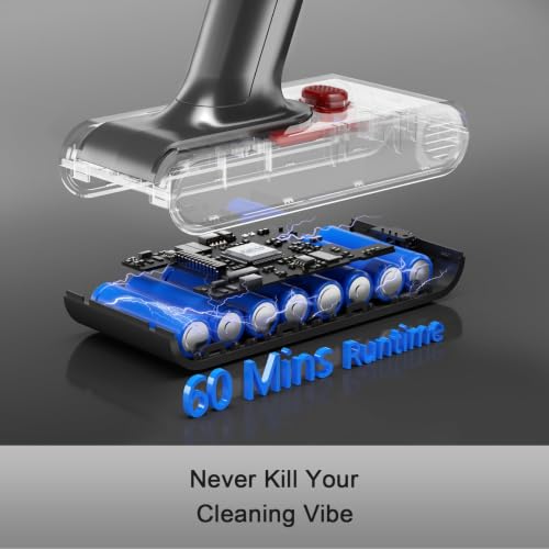 Image of Cordless Vacuum Cleaner, 550W 48kPa 60 Mins Runtime Vacuum Cleaners for Home, Stick Vacuum with Intelligent Display, Rechargeable Battery and Anti-Tangle Brush, Perfect for Pet Hair /Carpet