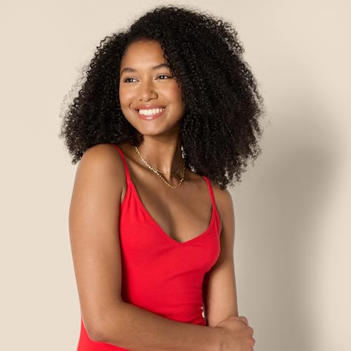 Image of Amazon Essentials Women's V Neck Slim Fit Cotton Layering Slip Dress with Adjustable Elastic Cami Straps