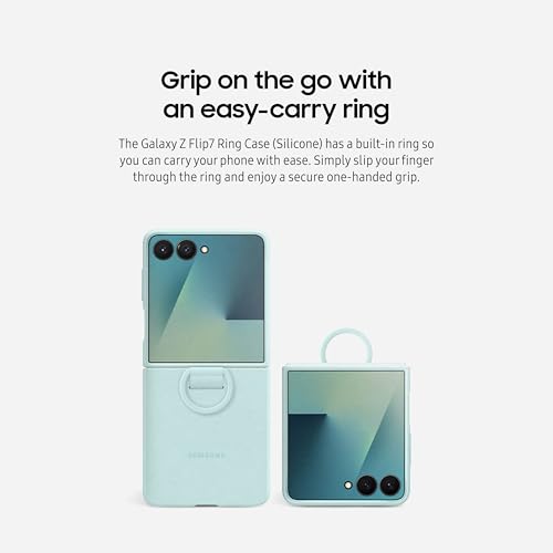 Image of Samsung Galaxy Z Flip7 Official Ring Phone Case Silicone, Easy to Carry, Soft, Sleek, US Version, Navy