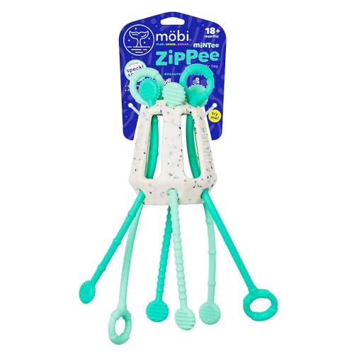 Mobi Zippee Activity Toy - Sensory Activities for Toddlers and Kids, BPA-Free and Food Grade Silicone, Montessori Learning Games for Ages +1 (Mintee)