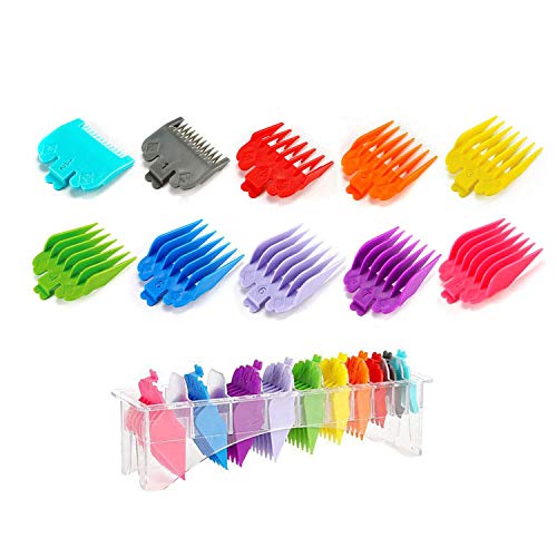 10 Pcs Premium Professional Clipper Guard Guide Set, 10 Length Color-Assorted Clipper Guard Combs Great for Professional Stylists and Barbers, Compatible with Most Wahl Clippers