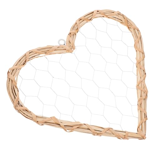 MINAOLULUS Cadre Photo Mural Cœur en Osier Tressé, Support Photo Déco Murale Vintage, Cadre d'art de Cœur, Format Petit, Décoration Maison et Salon, 1...
