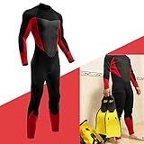 HWZZ Neoprenanzug, Siamesischer Langarm-Schwimmenanzug Waten Sport Meer Erwachsene Männlich Neopren Bequemes Warmwasser Schwimmen Zum Tauchen Surfen Schnorcheln,Schwarz,L