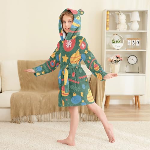 GuoChe Bathrobe For Girls Holiday Decorations Pattern Girls Robe With Hood3