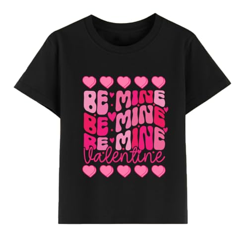 Toddler Girl Valentine's Shirts Cute Love Tshirts Cotton Short Sleeve 2-10 Years