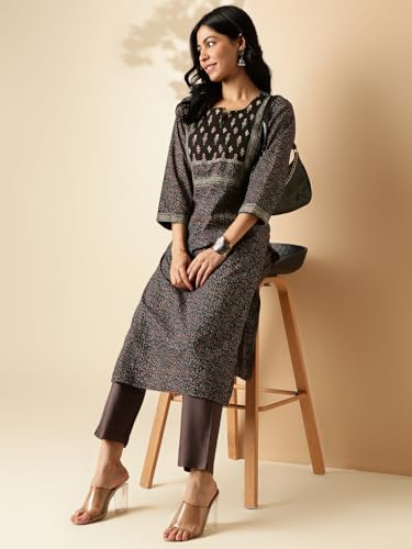 Image of Vbuyz Women's Floral Printed Straight Cotton Special wear Kurtas for Women | Cotton Kurtas for Women | A-Line Kurtas Kurtis | Designer Kurta | Kurtas for Women | Printed Kurtas