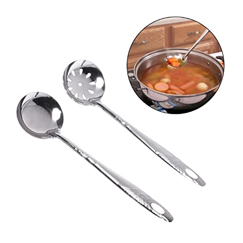 JINGYAN Cucchiaini da tè Stainless Steel Large Soup Spoon Ladle Skimmer Colander Filter Kitchen Tool - immagine 6