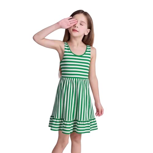 HILEELANG Girl Short Sleeve Dress Summer Cotton Casual Tunic Shirt Twirly Basic Skater Dress