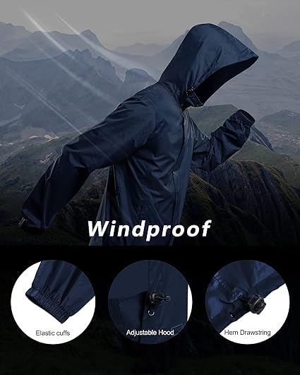 Image of TLN Waterproof Raincoat for Men | Lightweight & Durable Rain Jacket with Hood | Windproof & Breathable | Travel-Friendly, Bike & Motorcycle Use | Full-Length