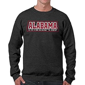 Campus Colors NCAA Adult Charcoal Crewneck Fleece Sweatshirt – Cotton Blend – Stay Warm & Represent Your Team With Style (Alabama Crimson Tide – Black, Adult Large)